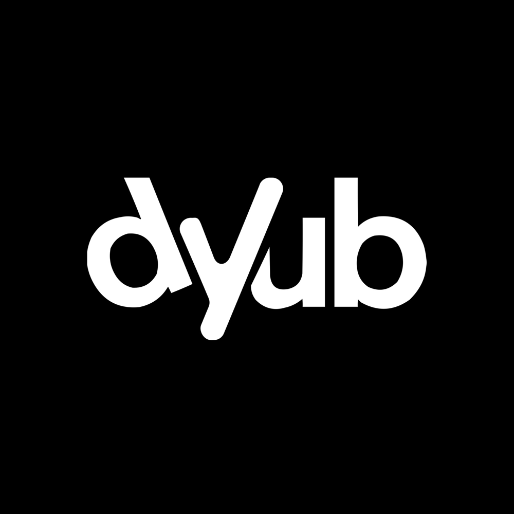 dyub socialmedia logo weiß auf schwarzem hintergrund